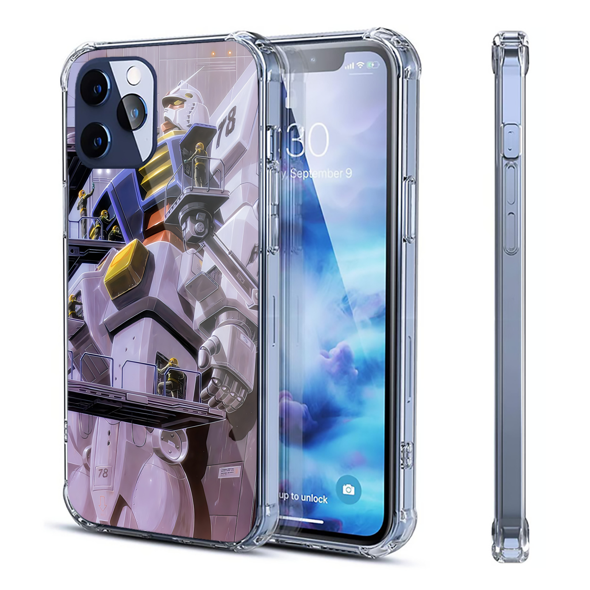 （画像用） 機動戦士ガンダム Mobile Suit Gundam 【iPhone 12シリーズ対応】透明スマホケース（クリアソフトケース）
